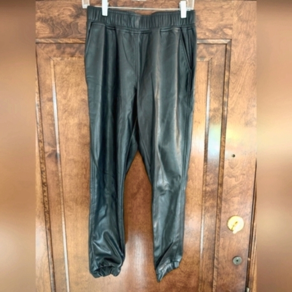 BB Dakota Black Faux Leather Joggers - Picture 2 of 5